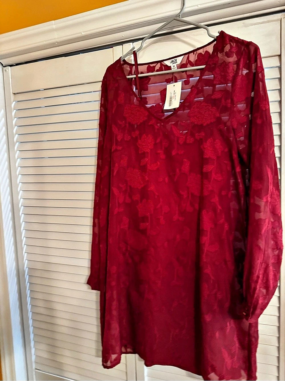 JACK by BB Dakota JDK - CHAE DRESS Floral Blouse in Burgundy Size Medium NWT